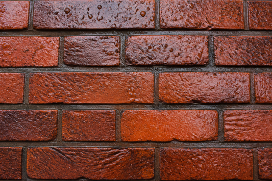 Sealed face brick with an enriched wet-look finish and water beading