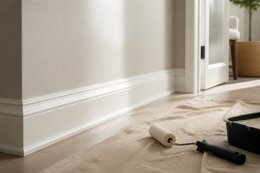 Low-sheen eggshell enamel painted skirting and interior trim