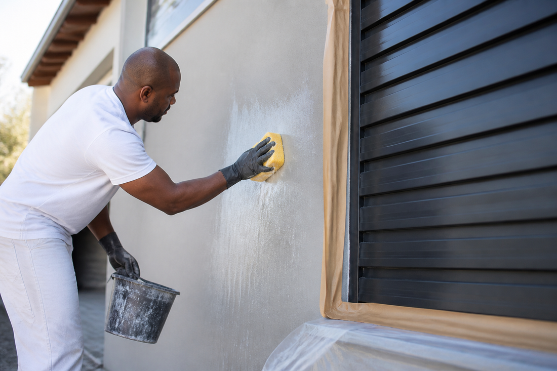 Washing down a wall to prepare the surface before painting