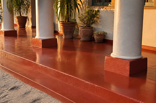 Painted terracotta concrete stoep and veranda of a South African home