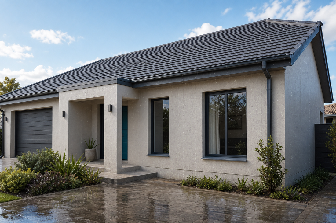 Waterproofed South African house walls and roof shedding rain