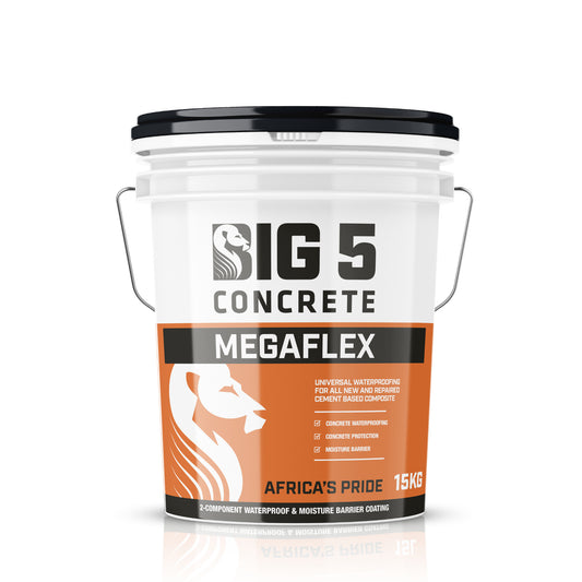 Bucket of BiG 5 Concrete Megaflex on a white background