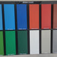 Color swatch chart labeled 'Rhino Court' with various color samples for tennis court paint.