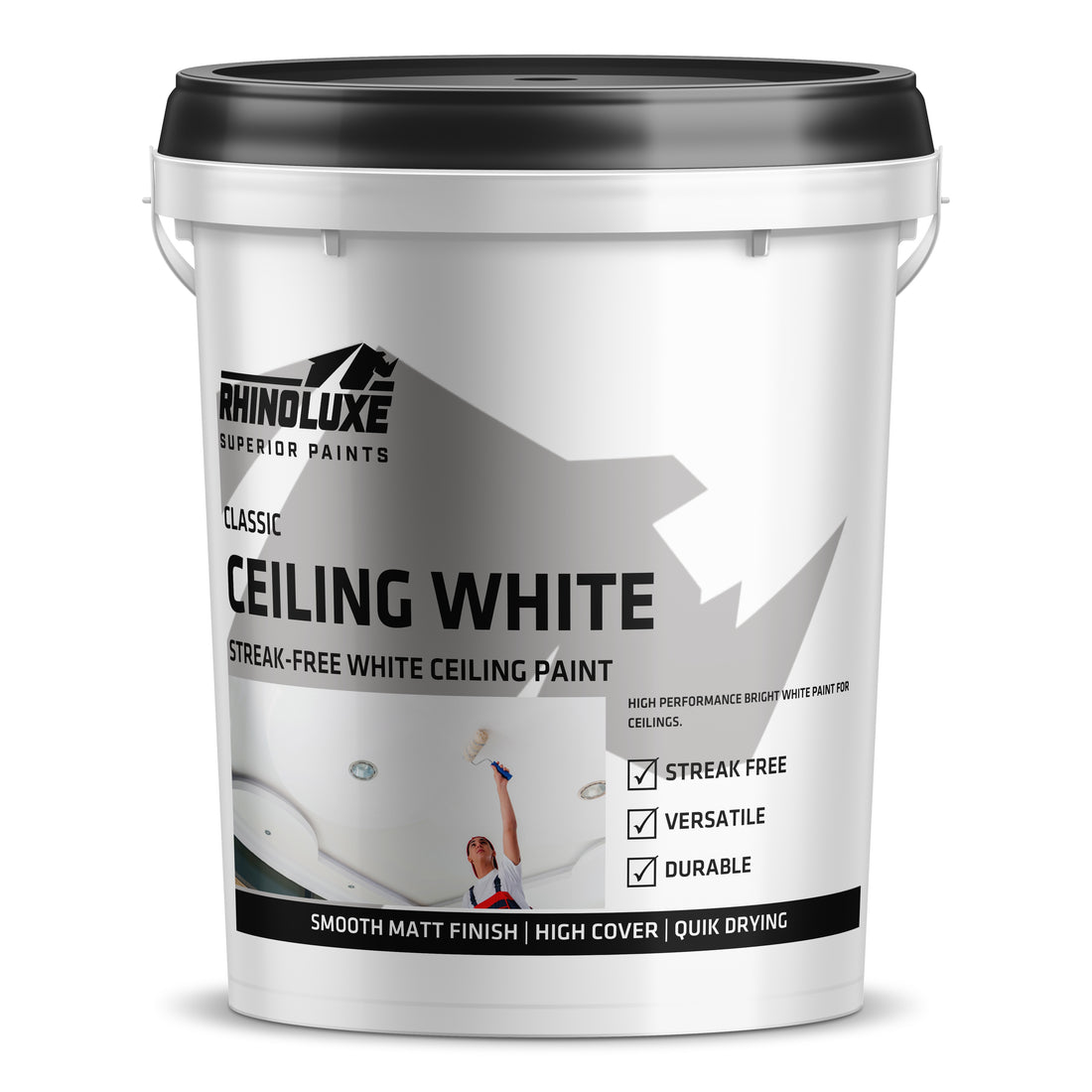Ceiling Paint | White Matt, 5L & 20L, High Coverage | Rhinoluxe